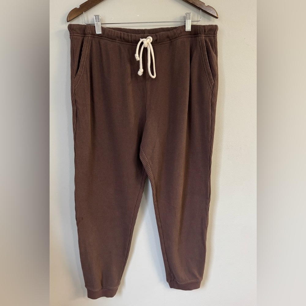 Aerie Brown Waffle Joggers